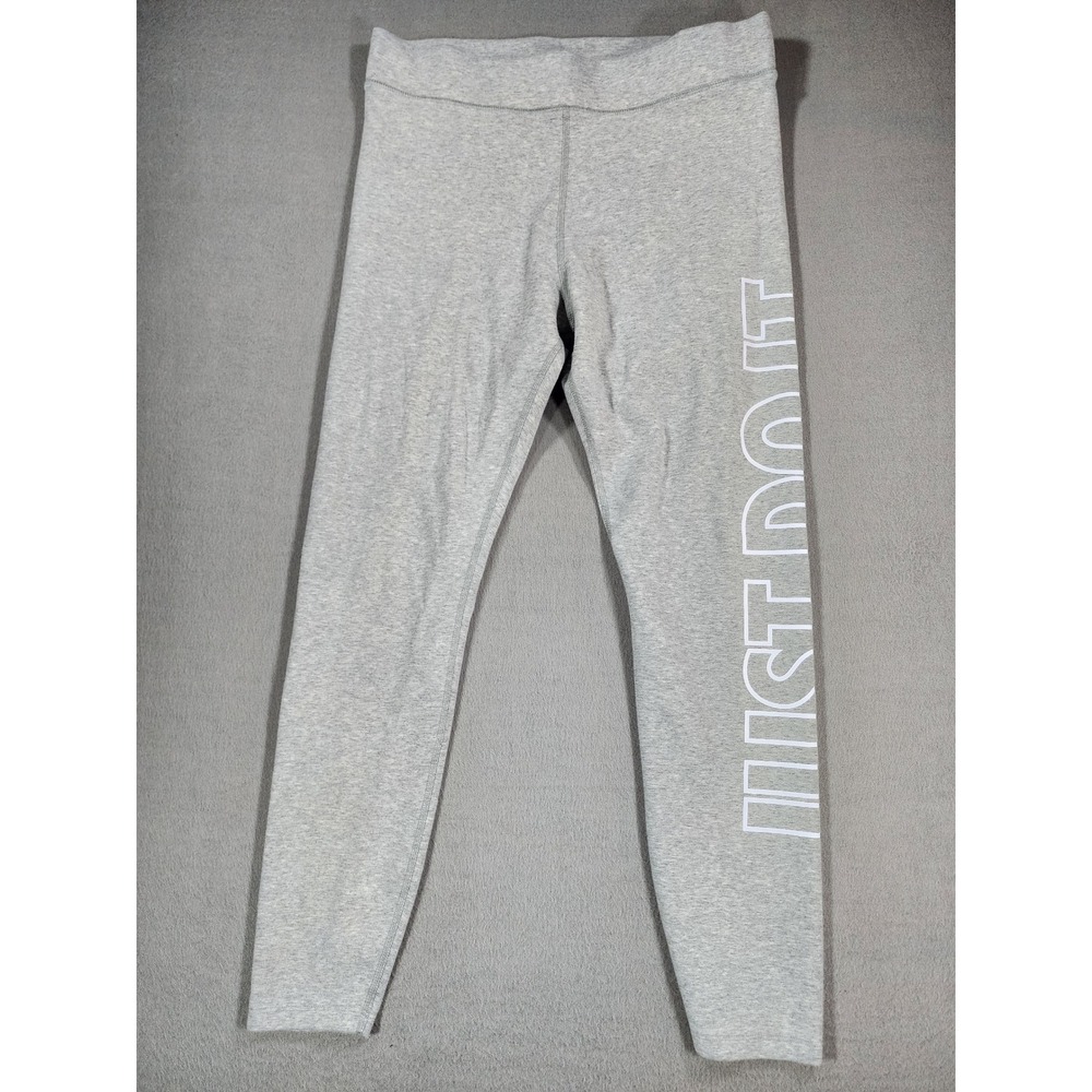 Nike Just Do It High Rise Workout Leggings Gray White Size XL Athleisure Gym